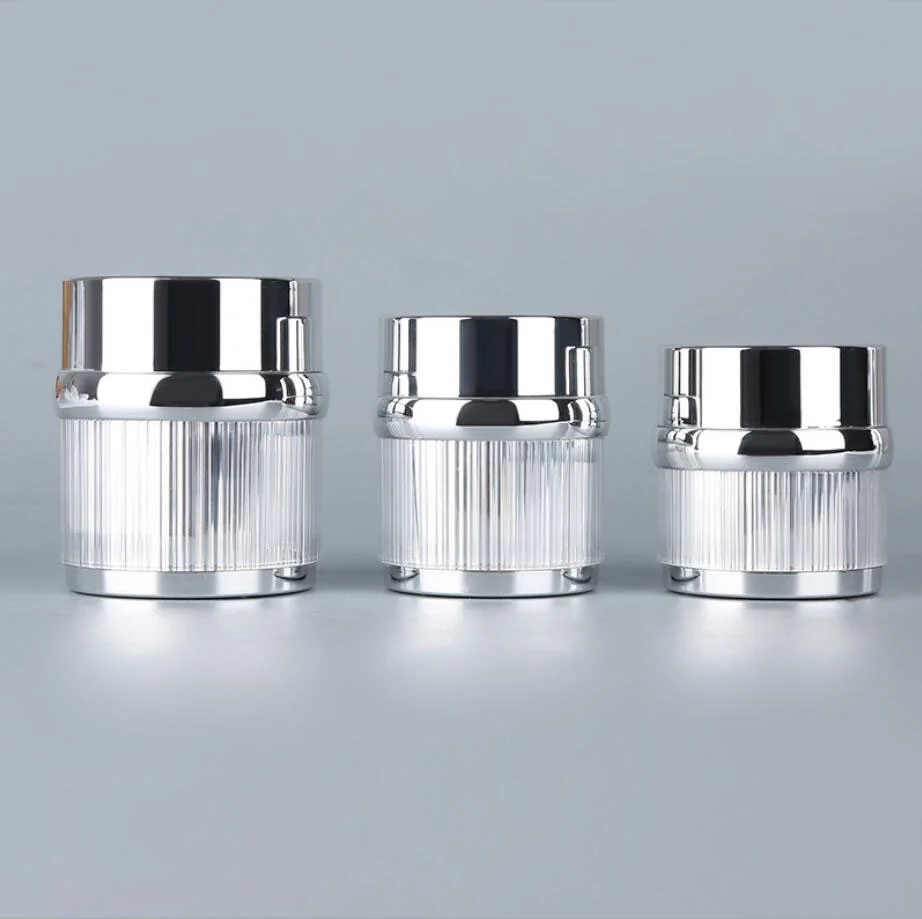 

30G shiny silver lined shape acrylic pot tin jar essence/gel/day night cream/eye serum/moisturizer whitening cosmetic packing