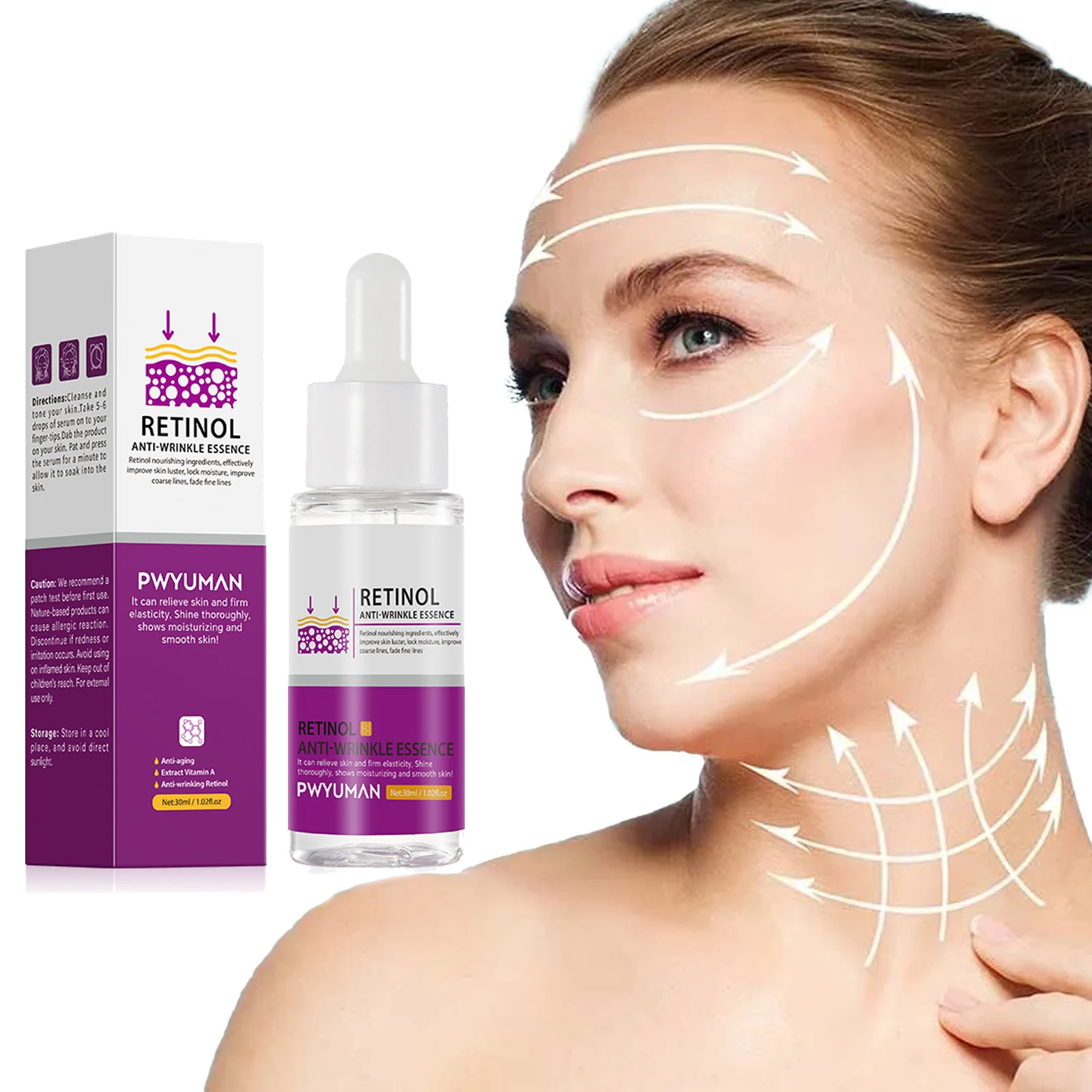 

Retinol Instant Wrinkle Remover Face Serum Lifting Firming Anti Aging Fade Fine Lines Whitening Moisturizing Repair Skin Care