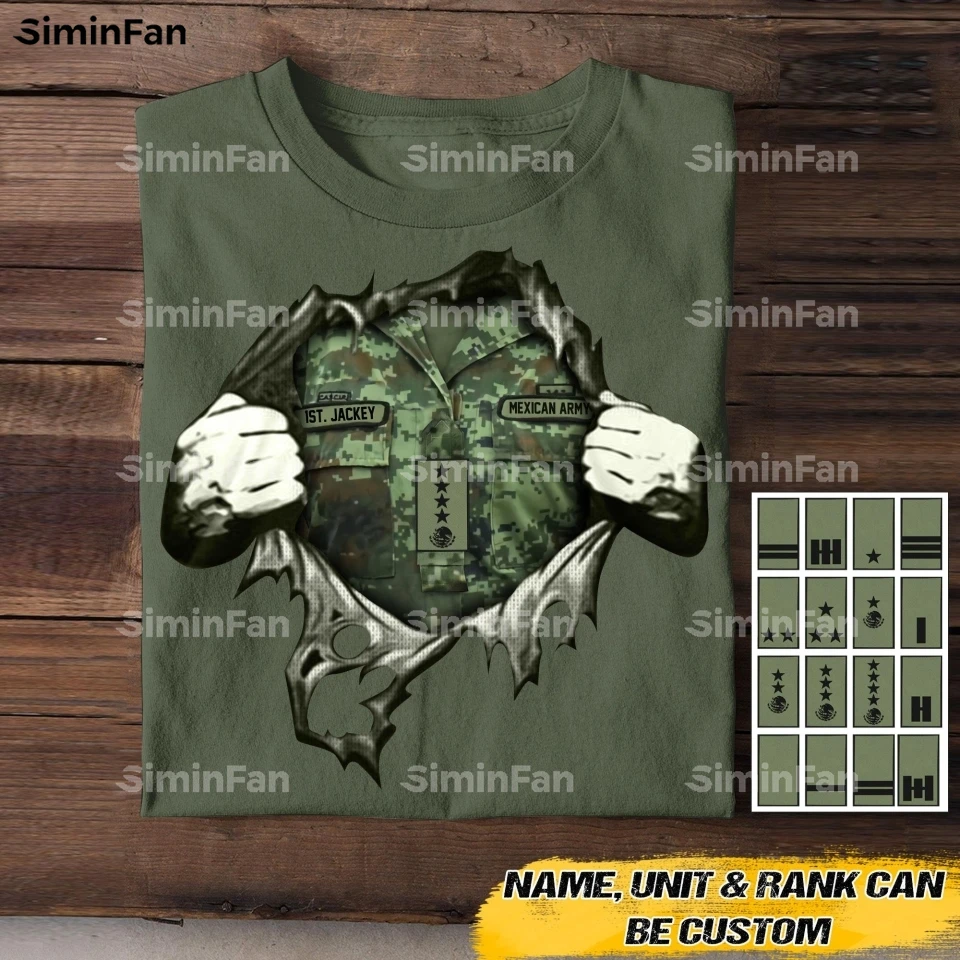 

Mexican Veteran Soldier 3D Printed Green Camo T-Shirts Men Summer Round Neck Tee Female Casual Top Unisex Harajuku Streetwear
