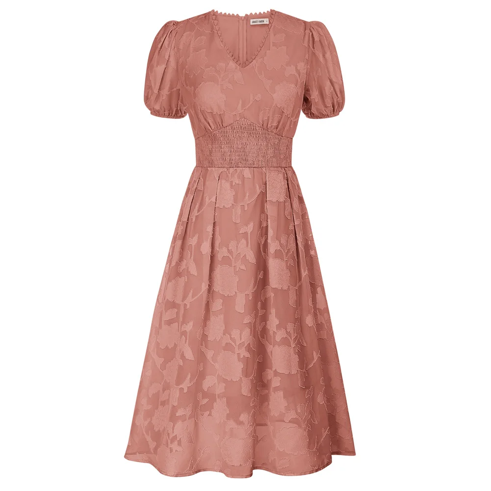 GK Elegant Dresses For Women Vintage Elastic Waist Dress Puffed Short Sleeve Temperament V-Neck Flared A-Line Midi Dress
GK Elegant Dresses For Women Vintage Elastic Waist Dress Puffed Short Sleeve Temperament V-Neck Flared A-Line Midi Dress