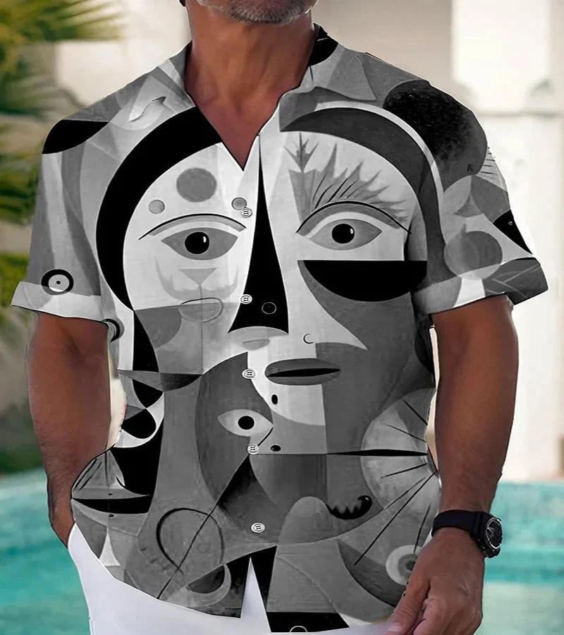 Men's Quirky Graffiti Print Short-Sleeved Shirt Men's Casual Top Men's Street Fashion Clothing Men's Summer Breathable Cardigan
Men's Quirky Graffiti Print Short-Sleeved Shirt Men's Casual Top Men's Street Fashion Clothing Men's Summer Breathable Cardigan
