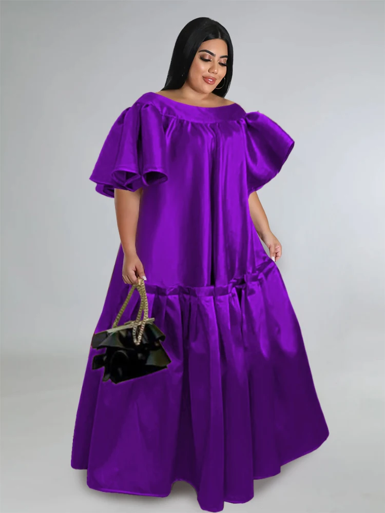 Purple Loose Long Dresses Plus Size 4XL Short Ruffles Sleeve O Neck White Evening Cocktail Event Party Gowns Outfits for Women
Purple Loose Long Dresses Plus Size 4XL Short Ruffles Sleeve O Neck White Evening Cocktail Event Party Gowns Outfits for Women