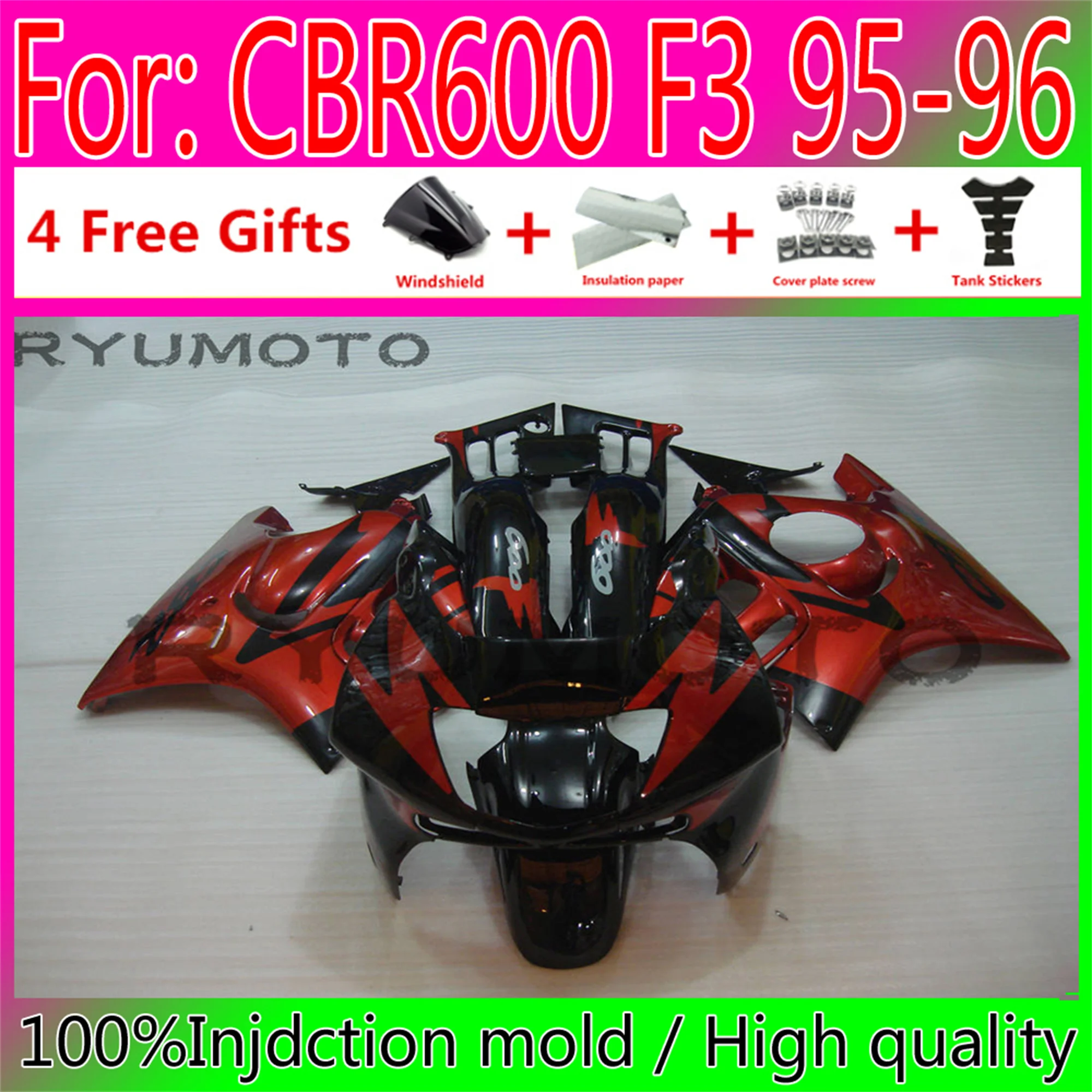 NEW ABS Motorcycle Injection mold fairing for HONDA CBR 600 F3 bodywork fairings 1995 1996 CBR600 F3 95 96 97 98 setup
NEW ABS Motorcycle Injection mold fairing for HONDA CBR 600 F3 bodywork fairings 1995 1996 CBR600 F3 95 96 97 98 setup