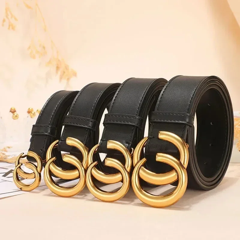 

Luxury Brands Cowhide Women's Belt Double GG Women's Belt Simple and Fashionable Business Smooth Buckle CD Men's Cowhide Belt