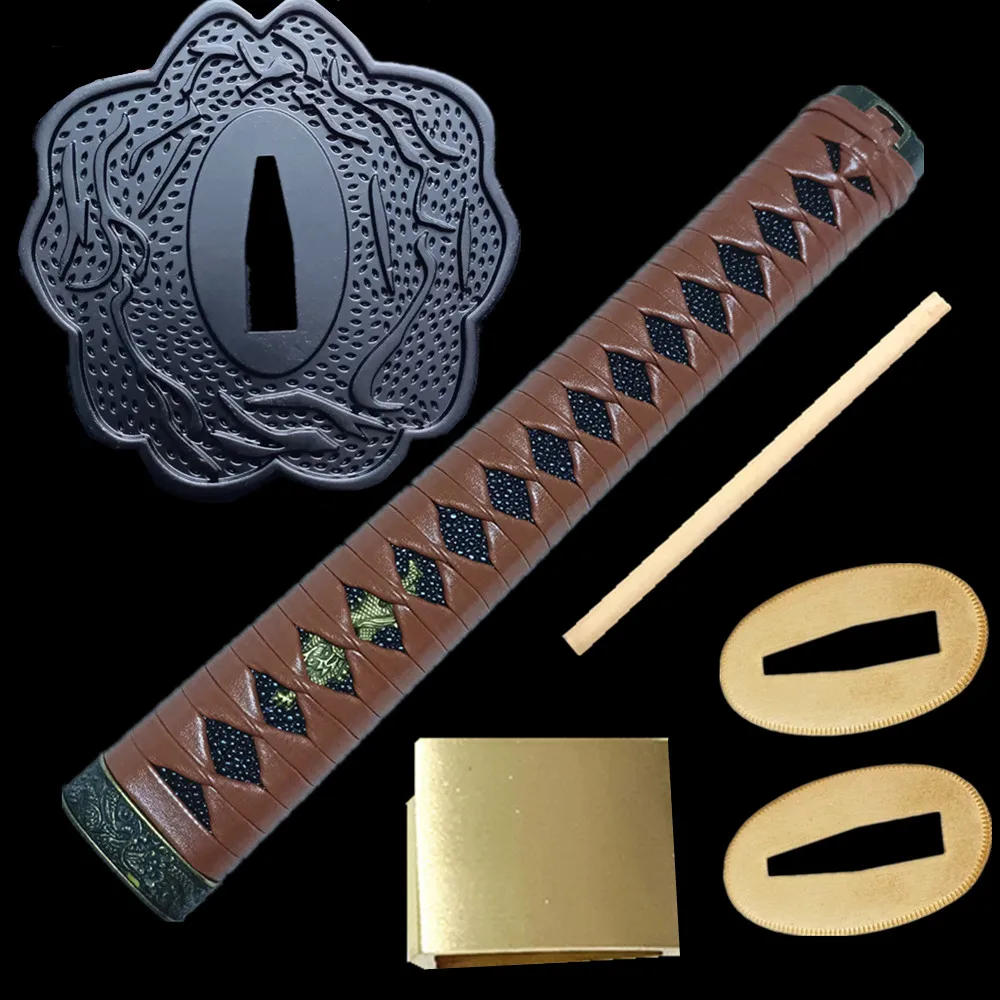 26cm Brown Leather Tsuka For Japanese Samurai Katana Sword Guard Fittings Set Dragon Tsuba+Menuki+Fuchi+Kashira+Handle+Habaki+Se
26cm Brown Leather Tsuka For Japanese Samurai Katana Sword Guard Fittings Set Dragon Tsuba+Menuki+Fuchi+Kashira+Handle+Habaki+Se