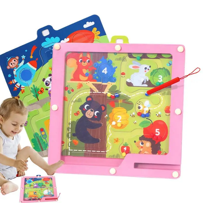 

Magnetic Color Maze Montessori Wooden Board Sorting Maze Toy Pre-Kindergarten Toys To Train Thinking Skills For Classrooms