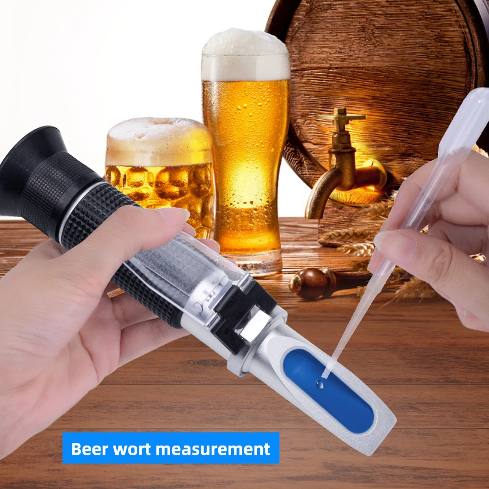 

Beer Refractometer Wort Wine Brewing Dual Scale - Specific Gravity Hydrometer 1.000-1.130 Brix 0-32% ATC Sugar Homebrew Kit