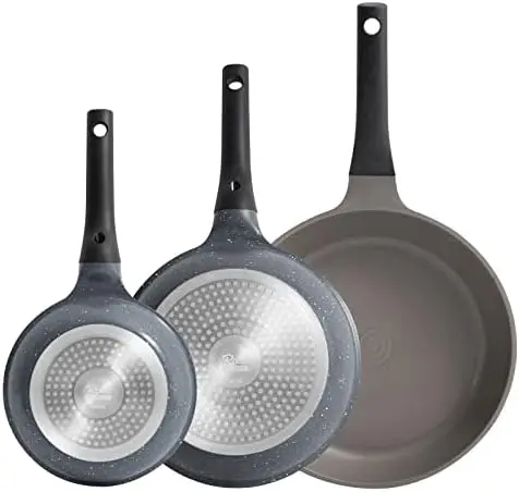 

Nonstick Frying Pan Set, 3 Pcs Cookware for Omelet, Skillet & Sauté, Induction, Oven & Dishwasher Safe, PFAS & PTFE Baking tray