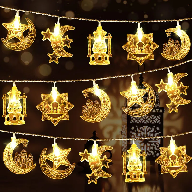 

Ramadan LED String Lights Moon Star Castle Lantern Pendant Led Light String EID Mubarak Decoration Islam Muslim Party Decor