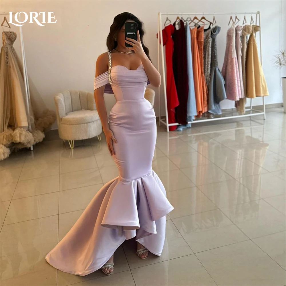 

LORIE Thistle Mermaid Formal Evening Dresses Glitter Spaghetti Straps Off Shoulder Prom Dresses Tiered Ruffles Party Gowns 2024