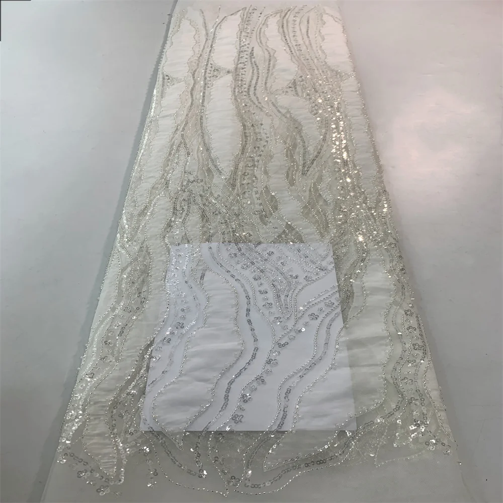 Nigerian Tulle lace For Bridal Gown Dresses 2023 High Quality African French Net Lace With Sequins Beaded Fabrics 5 Yards FJ3353 
Nigerian Tulle lace For Bridal Gown Dresses 2023 High Quality African French Net Lace With Sequins Beaded Fabrics 5 Yards FJ3353