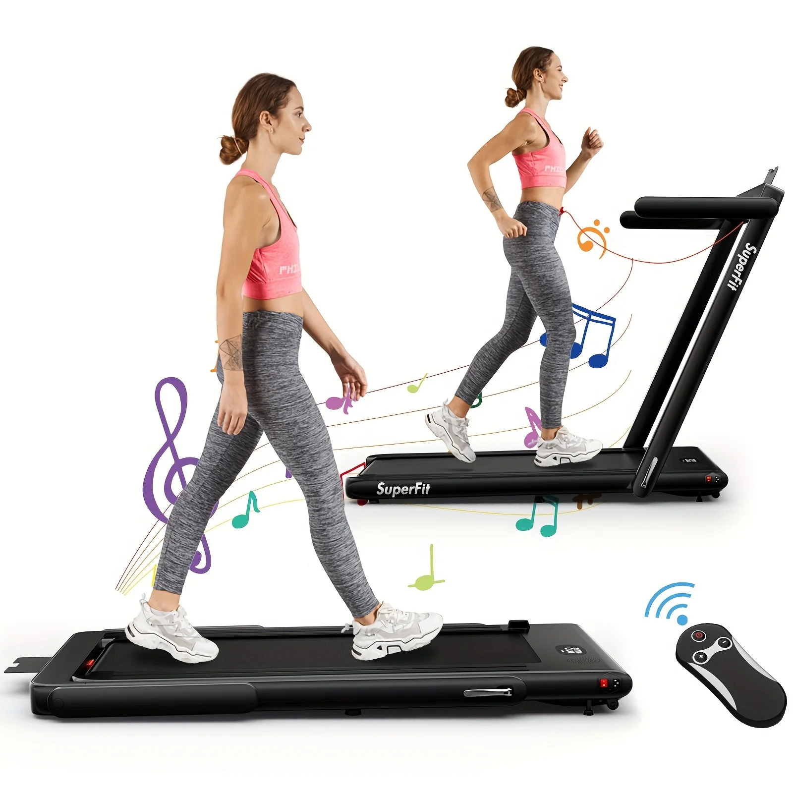 

Goplus Up To 7.5MPH 2.25HP 2 In 1 Single Display Screen Folding Treadmill, Remote Control W/ APP Control Speaker Sebenza Tazer s