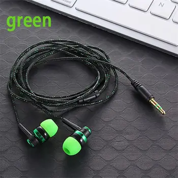 1pc Wired Earphone Stereo In-Ear 3.5mm Nylon Weave Cable Earphone Headset For Laptop Smartphone Gifts Headphones