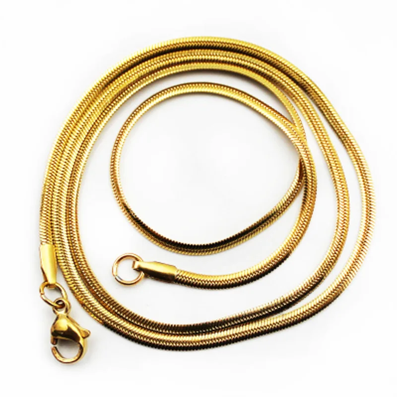 

Gold-Plated Men's Snake Bone Necklace Thick 3MM 20 Inch Personality Men's Women's Fashion Jewelry Gifts