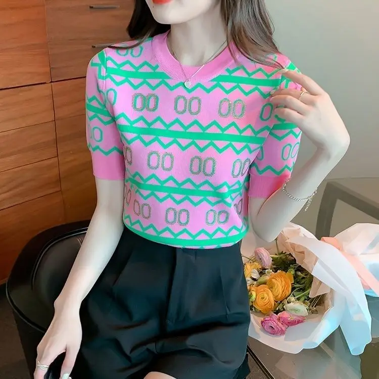 Summer New Short-sleeved Knitted Top Clothes Women's Ice Silk Thin T-Shirt Internet Celebrant Design Heart Machine Base Shirt
Summer New Short-sleeved Knitted Top Clothes Women's Ice Silk Thin T-Shirt Internet Celebrant Design Heart Machine Base Shirt
