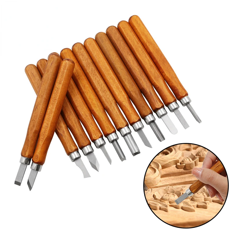 

12pcs Wood Carving Chisels Tools Wood Carving for Woodworking Engraving Olive carving knife handmade Knife Tool set