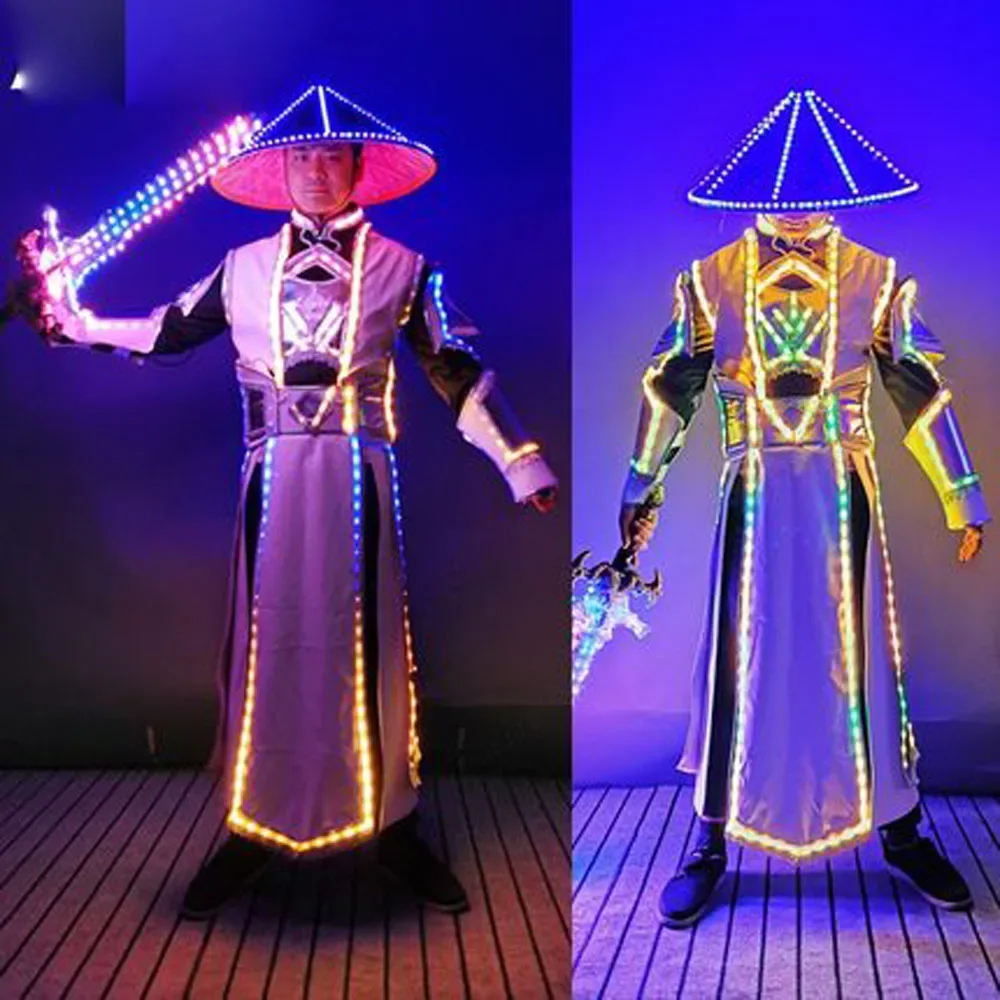 Robot men performance led light costumes dj rave show colorful luminous jacket cosplay chinese glowing outfit
Robot men performance led light costumes dj rave show colorful luminous jacket cosplay chinese glowing outfit