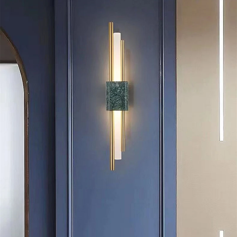 

Nordic Minimalist Marble LED Wall Lamp Modern Indoor Metal Decor Sconce Living Room Bedroom Restaurant Creative Stone Wall Light