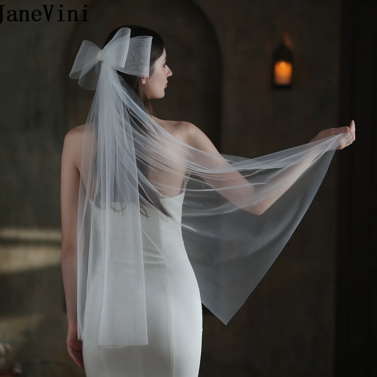 JaneVini Ivory Wedding Veil for Bride Bow 2 Tier Fashion Women Bridal Veils with Hairpins Two Layers Short Veils Welon Krótki
JaneVini Ivory Wedding Veil for Bride Bow 2 Tier Fashion Women Bridal Veils with Hairpins Two Layers Short Veils Welon Krótki