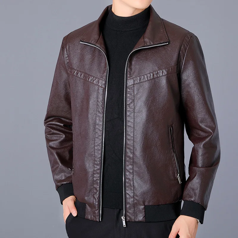 Spring Autumn Men Jacket Black Leather Coat Concise Young Man Bomber Jackets Zipper Leather Jacket for Men Plus Size M-5XL MY266
Spring Autumn Men Jacket Black Leather Coat Concise Young Man Bomber Jackets Zipper Leather Jacket for Men Plus Size M-5XL MY266