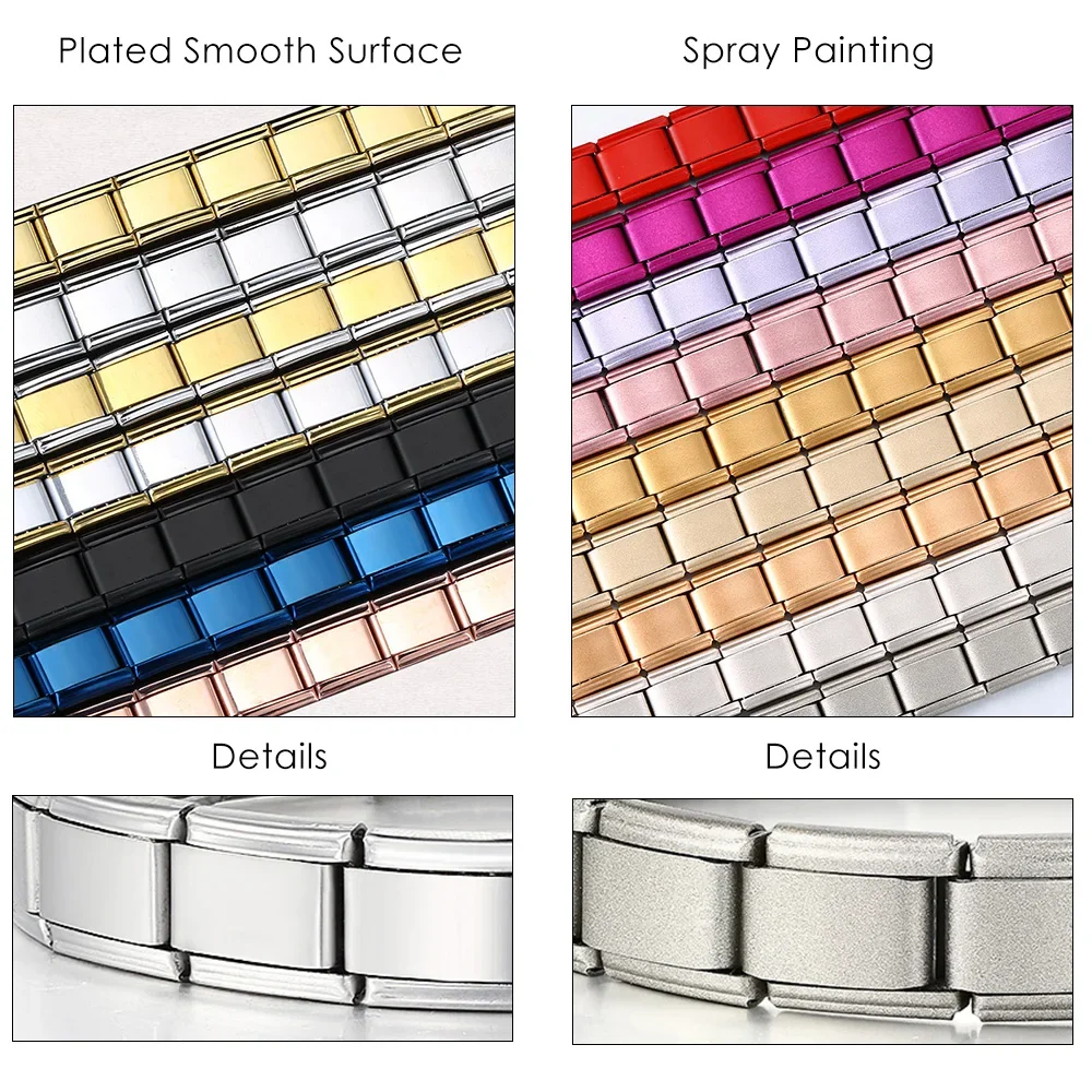 Stainless Steel Italian Charm Bracelet – Elastic Link Bangle for DIY Customization Stainless Steel Italian Charm Bracelet – Elastic Link Bangle for DIY Customization