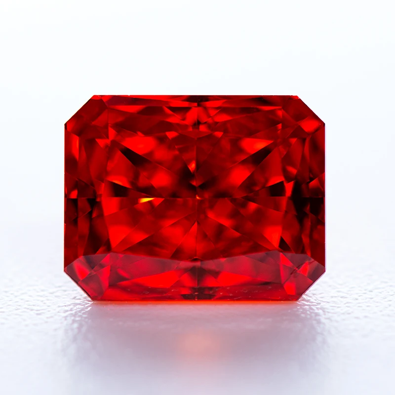 

Cubic Zirconia 5A Grade Radiant Shape Red Color 4k Crushed Ice Cut Charm Stones for DIY Jewelry Rings Bracelet Making Materials