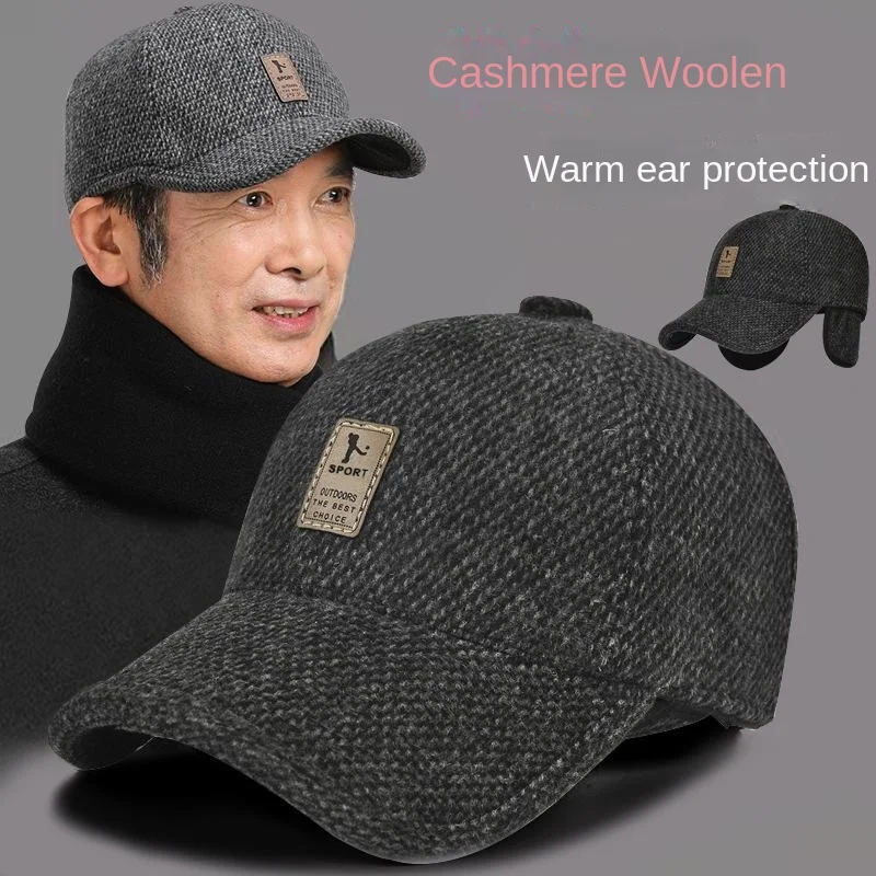 

Peaked Hat Middle-aged Elderly Dad Baseball Cap Thickened Men Hat Winter Dad Windproof Cap Thickened Warm Ear Protection Trucker