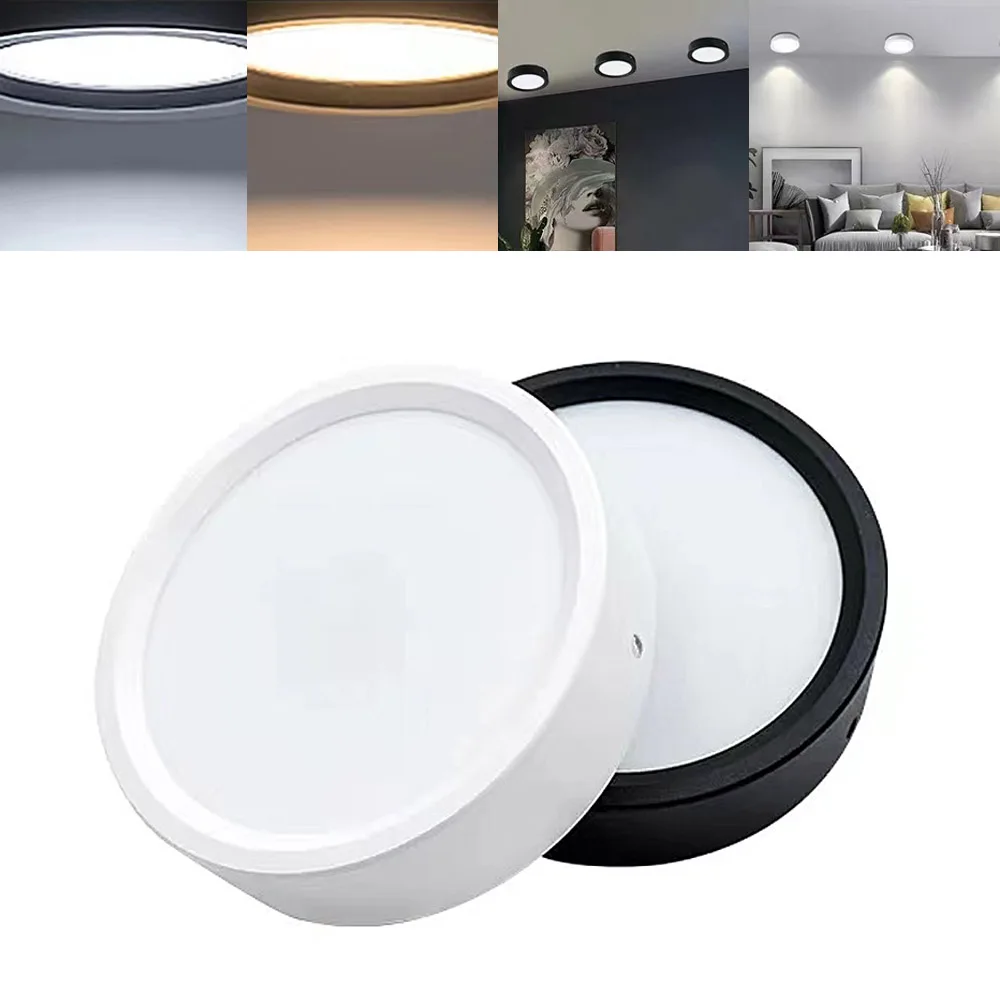 

9​W 12W 15W 18W LED Downlight 110V 220V Surface Mounted LED Ceiling Light Round Panel Lamp Warm Cool White Spotlight for Home
