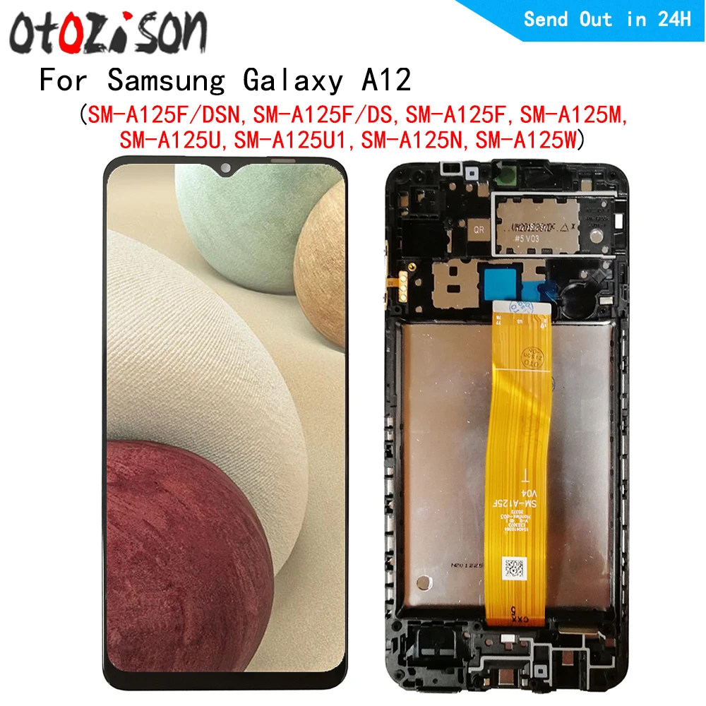 

6.5" Screen For Samsung Galaxy A12 SM-A125F, SM-A125M, SM-A125U LCD Display Screen Touch Panel Digitizer With Frame Assembly