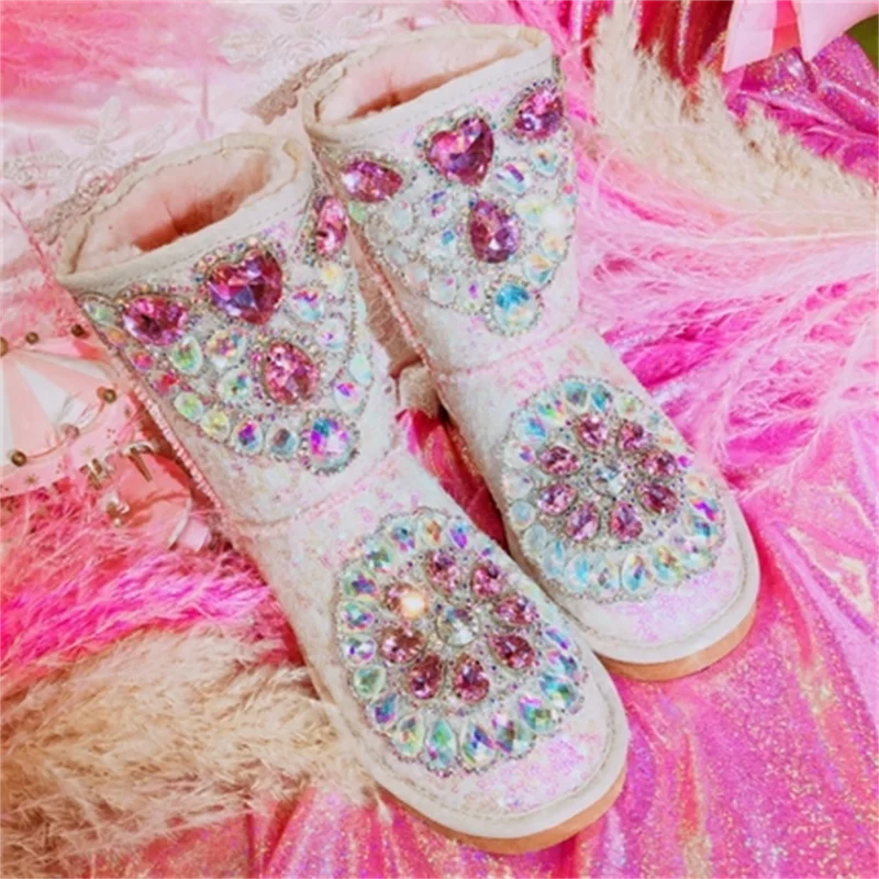 Colorful rhine-diamond chain winter warm boots with velvet sweet classic hand custom mid-calf boots women's 35-40
Colorful rhine-diamond chain winter warm boots with velvet sweet classic hand custom mid-calf boots women's 35-40