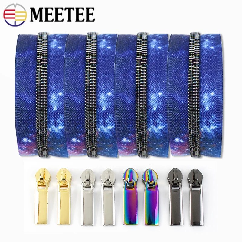 

1/2/3/5M 5# Colorful Nylon Zipper Tapes Bag Purse Zippers Slider Luggage Zip Coil Clothes Zips Puller DIY Sewing Accessories
