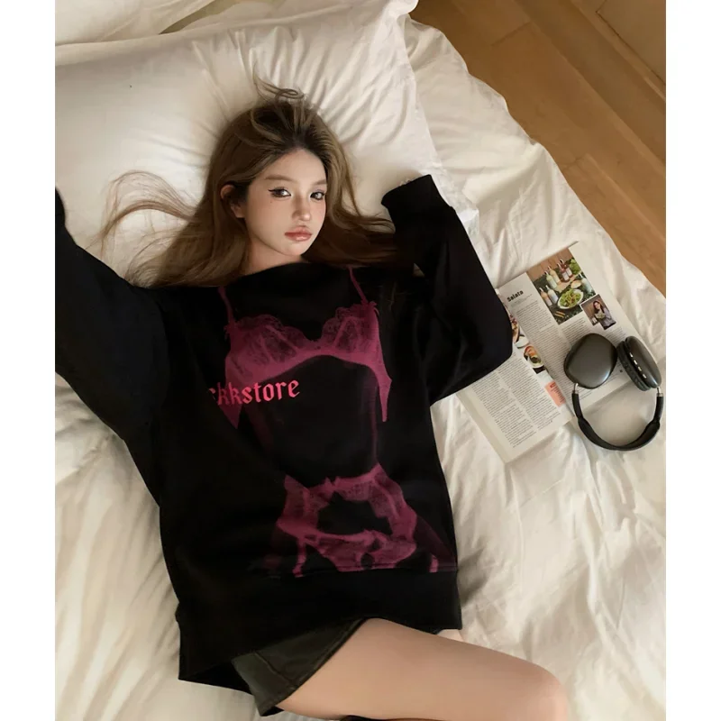 Black Long Sleeves Coat Chic Design Women Winter Printing Sweatshirt Korean Fashion Baggy Simplicity Casual Female Pullover TOP
Black Long Sleeves Coat Chic Design Women Winter Printing Sweatshirt Korean Fashion Baggy Simplicity Casual Female Pullover TOP
