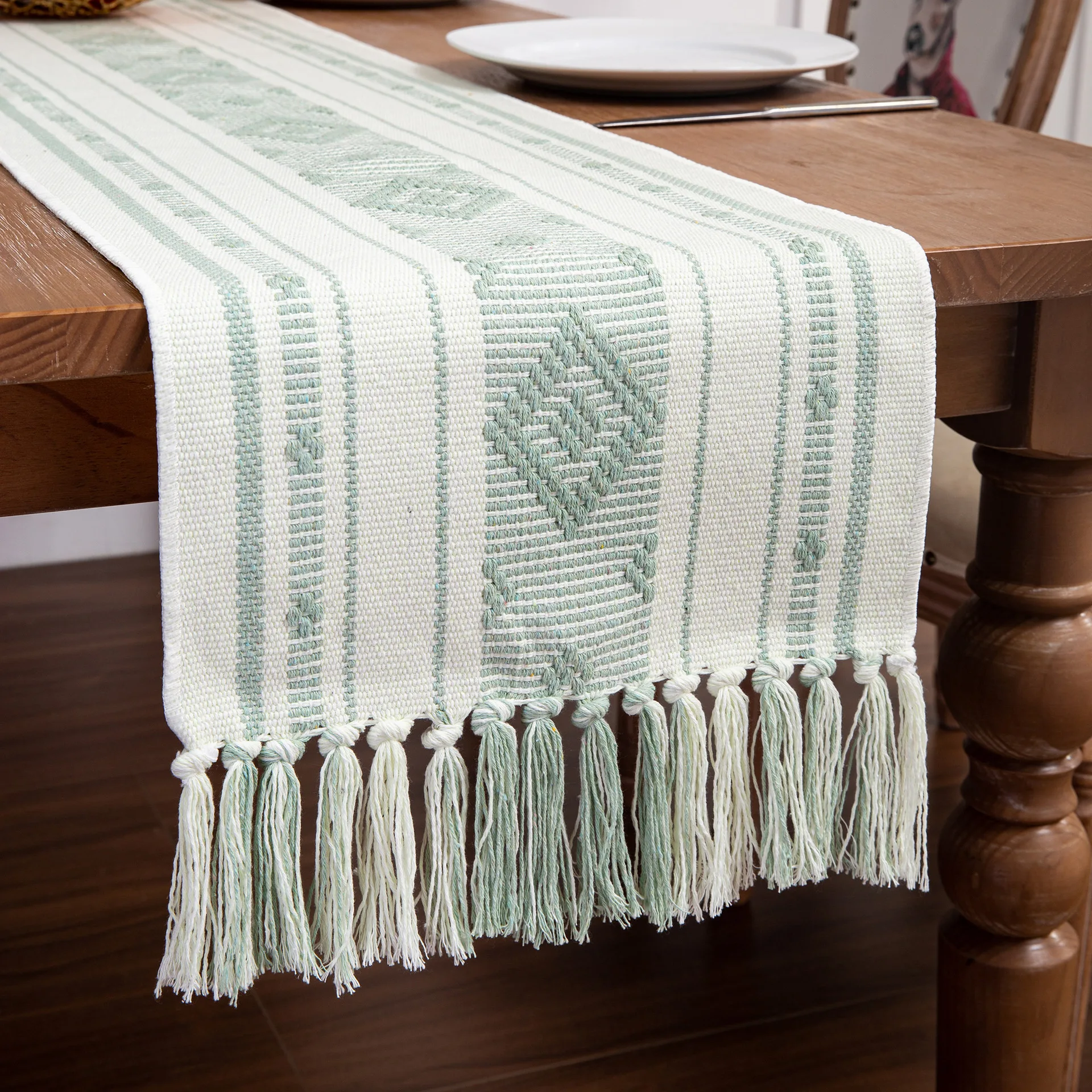 

Boho Woven Table Runner Rustic Table Runners Modern Farmhouse Style Vintage Rustic Table Runner with Tassels for Table Decor
