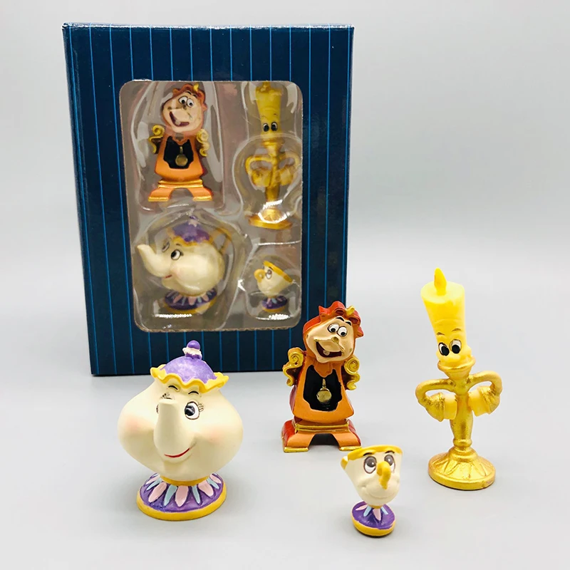 

Set of 4 small new Disney Beauty and the Beast animated characters character figures PVC series 5-6cm model toy gift HEROCROSS