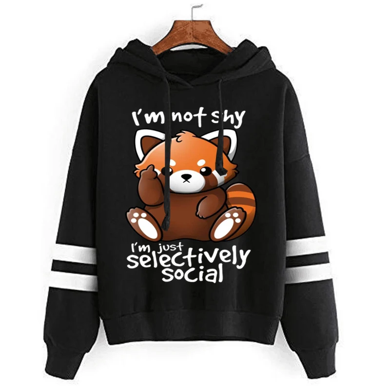 

Women’s Hoodies I Just Selectively Social Cute Little Raccoon Long Sleeves Casual Funny Graphic Casual Sweatshirts Fall Pullover