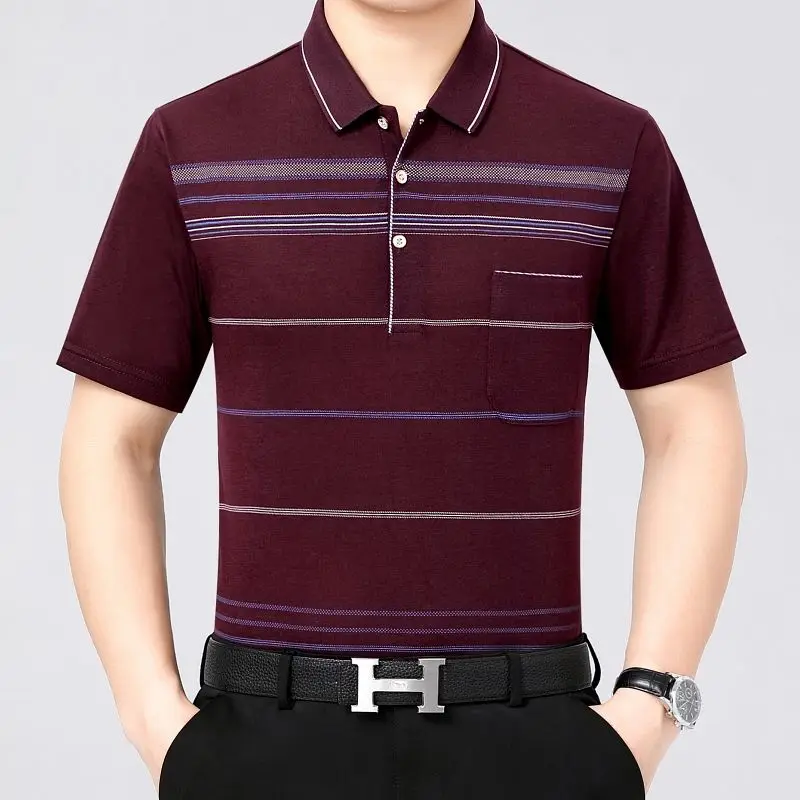 2023 Summer New Middle-aged and Elderly Men's Clothing Loose Lapel Short Sleeve Fashion Casual Spliced Pocket Cotton Polo Shirt
2023 Summer New Middle-aged and Elderly Men's Clothing Loose Lapel Short Sleeve Fashion Casual Spliced Pocket Cotton Polo Shirt