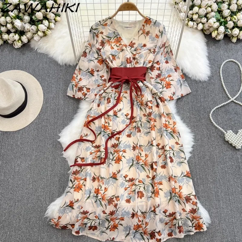 Temperament Women's Dress Print Japanese Vestidos Pleated Slim Waist Summer Dresses for Women Bandage Office Lady Ropa Mujer
Temperament Women's Dress Print Japanese Vestidos Pleated Slim Waist Summer Dresses for Women Bandage Office Lady Ropa Mujer