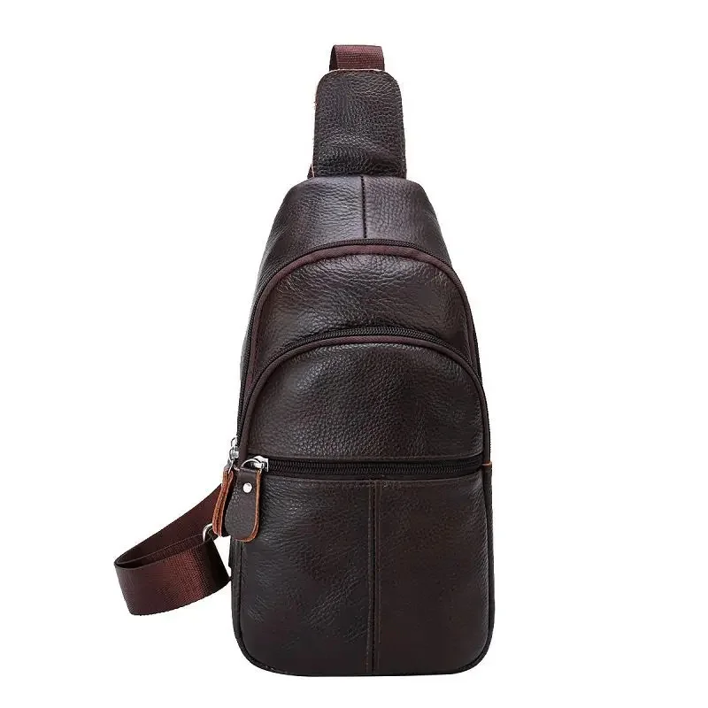 

Simple Genuine Leather Chest Bag Large Capacity Men's Crossbody Business Cowhide Messenger Outdoor Sling