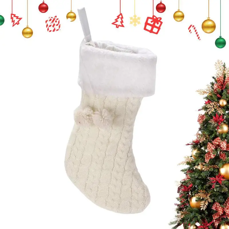 

Stockings For Santa Claus Multi-Purpose Knitting Christmas Stockings With Lanyard Seasonal Decors For Toys Chocolate Candy Gift