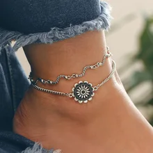 Antique Silver Color Double Layer Chain Beach Anklet Retro Geometric Sunflower On Leg Charm Ankle Anklet For Women Foot Jewelry
Antique Silver Color Double Layer Chain Beach Anklet Retro Geometric Sunflower On Leg Charm Ankle Anklet For Women Foot Jewelry
