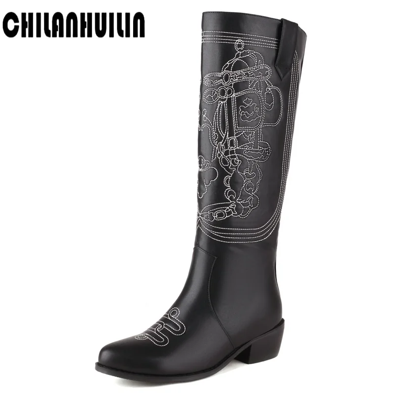 autumn winter boots woman fashion retro embroidery knee high boots woman faux leather thick high heel riding botas mujer black
autumn winter boots woman fashion retro embroidery knee high boots woman faux leather thick high heel riding botas mujer black