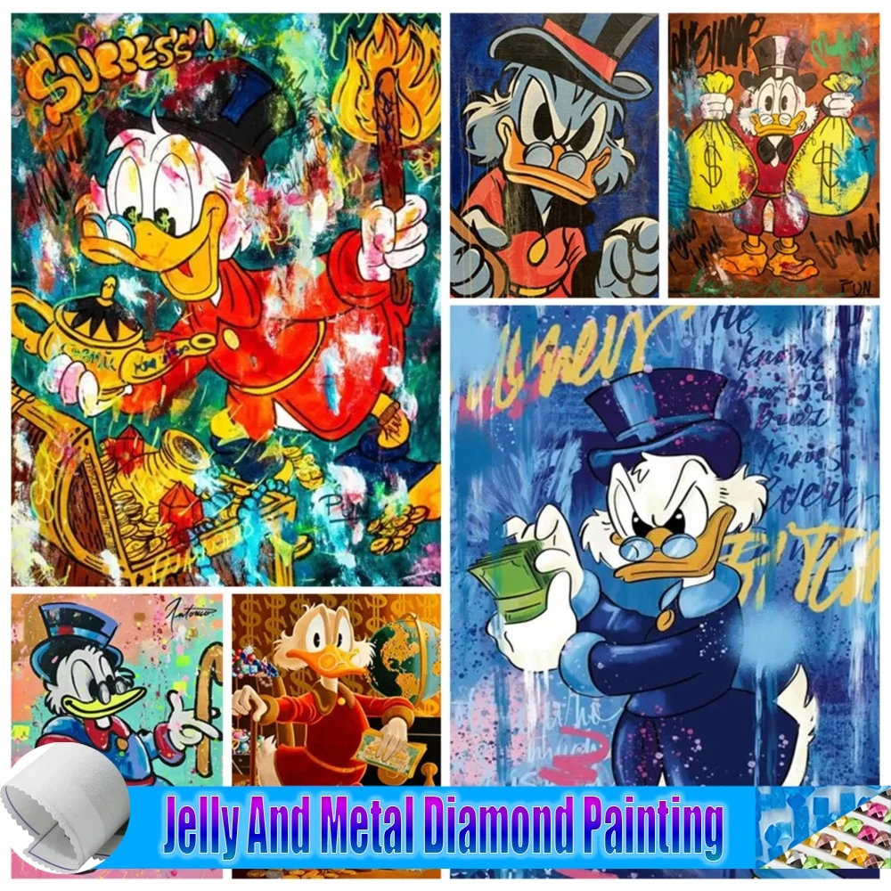 

5D Jelly And Metal Diamond Painting Donald Duck Picture Mosaic Disney Diamond Embroidery Handicrafts Artwork Aesthetic Art Decor