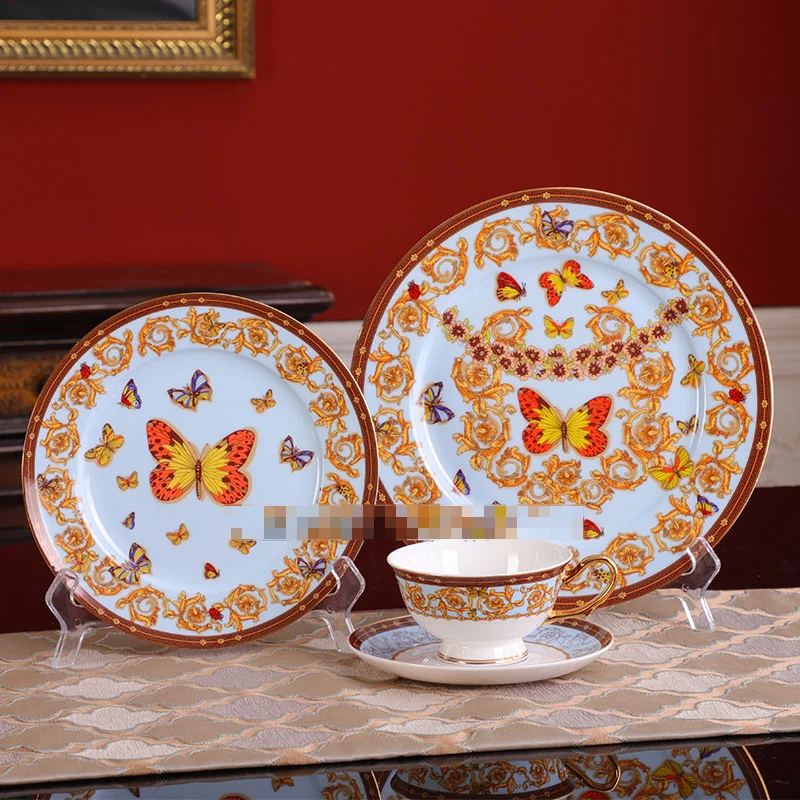 European bone china plate, Western tableware, domestic steak plate set, ceramics
European bone china plate, Western tableware, domestic steak plate set, ceramics