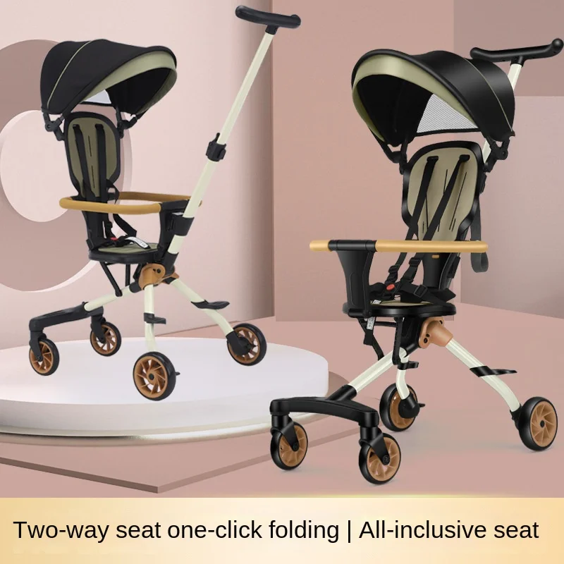 

Baby Stroller Sitting and Lying Universal Test Shock Absorption Four Wheel Umbrella Bidirectional Folding Baby Stroller 3-in-1