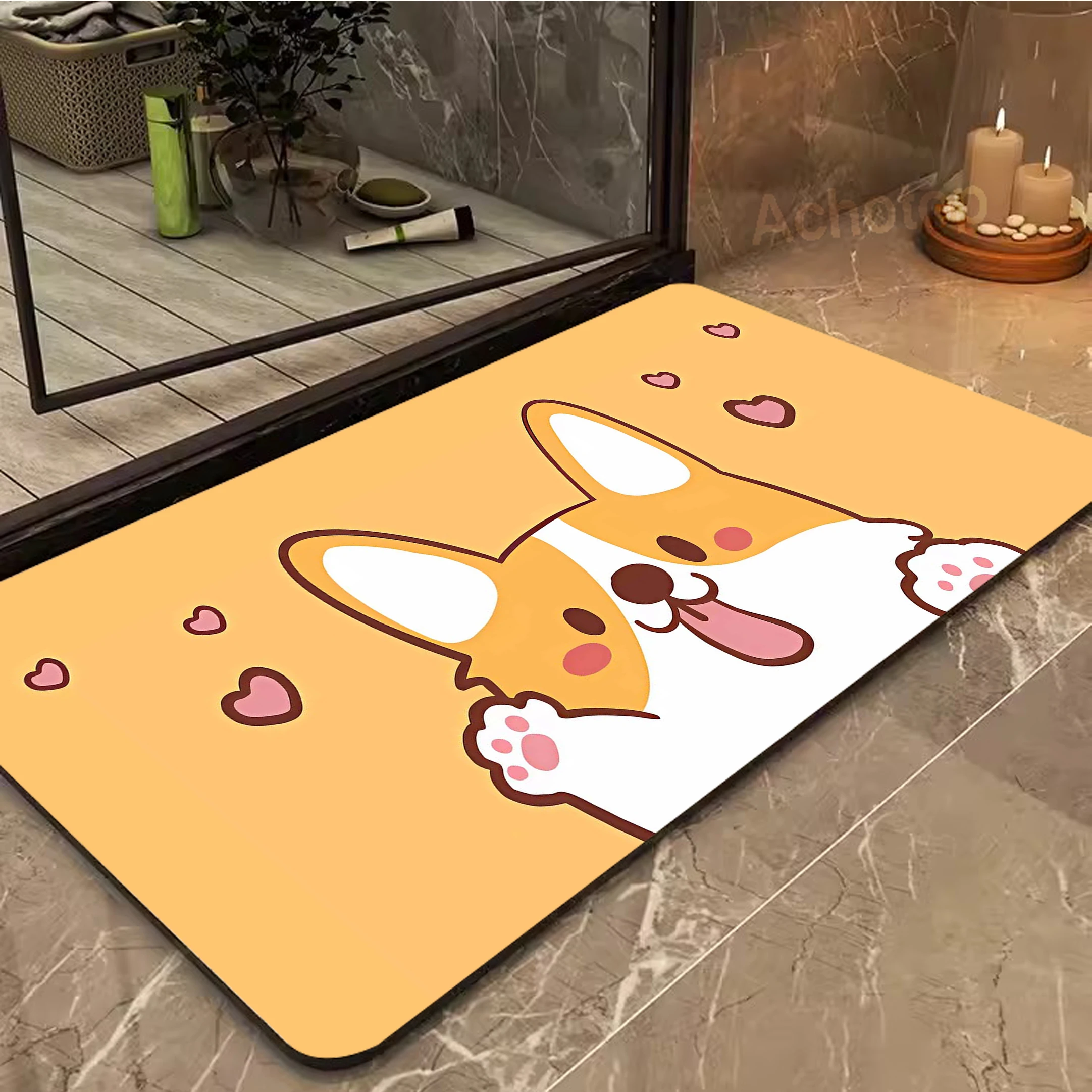

Cute Dog Living Anti-slip Room Carpet Strong Water Absorption Rugs For Bedroom Area Soft Floor Mat Home Decoration Washable Rug