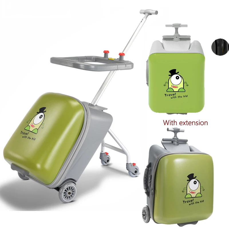 

New Cartoon Suitcase for Kids Can Sit Boarding Cabin Luggage children's Suitcases Travel Lazy Trolley Case Baby Walker box wheel