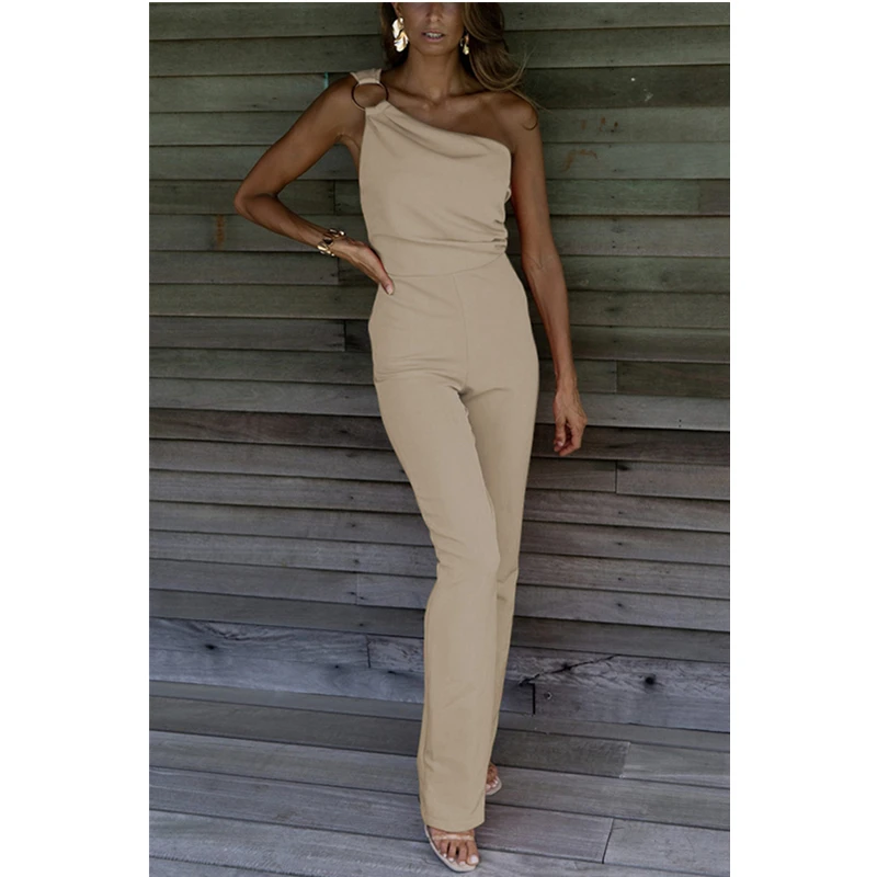 

Fashion Casual One Shoulder High Waist Straight Pants Onepieces Y2K Clothes Summer Women Elegant Corset Jumpsuit Overalls