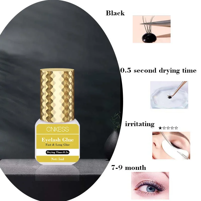 

0.5s FAST Drying Strong Eye Lash Extension Glue False Eyelash Adhesive Waterproof Long-lasting Eyelash Glue Makeup 5ML