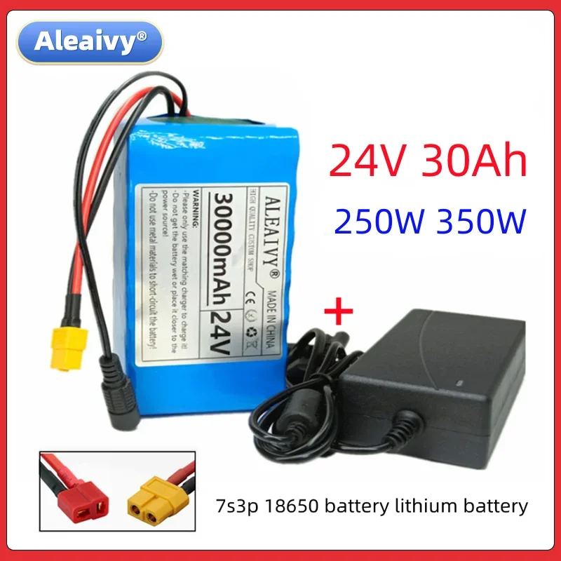 

Powerful 24V Battery Pack for Electric Bicycle/Moped - 30Ah 7S3P 18650 Lithium Ion Battery 30000mAh with BMS and 2A Charger