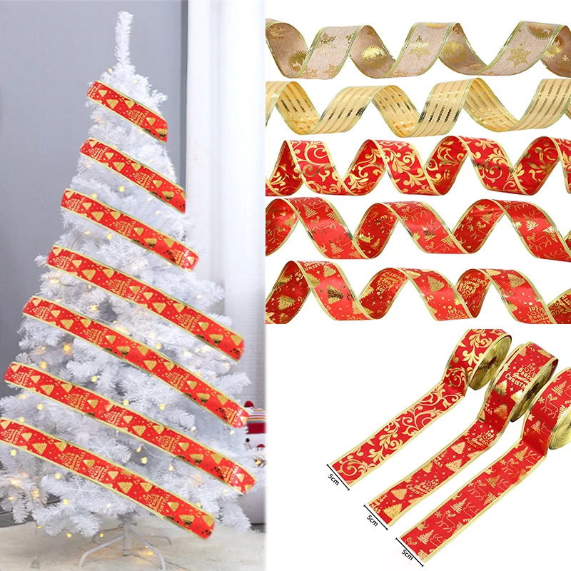 

2M Merry Christmas Snowflake Deer Ribbon Wedding Party Card Gift Packing Wrap Christmas Tree Decoration Xmas Ornaments Navidad